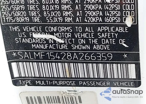 2008 Land Rover Range Rover Hse из США, поврежденный, VIN SALMF15428A266359